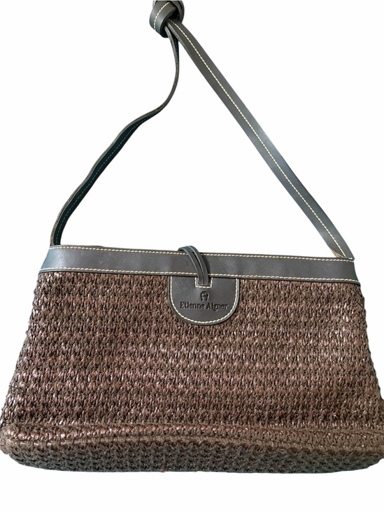 Etienne Aigner Handbags - Vintage Etienne Aigner Woven Straw & Leather Shoulder Bag - Good Condition